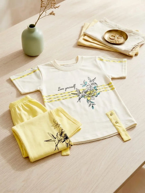 2 Pcs Girl's  printed set