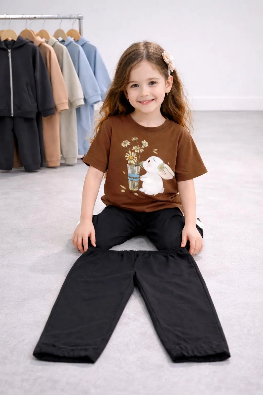 2 Pcs Girl's Cotton Printed Tracksuit