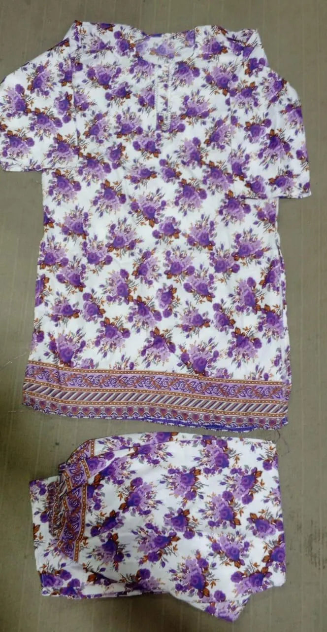 2 Pcs Women's Stitched Lawn Printed Shirt And Trouser
